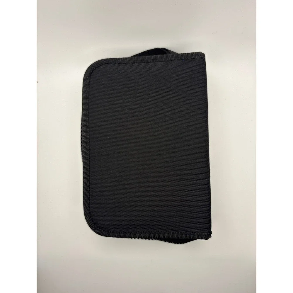 Nintendo Wii Game Disc Storage Case Travel Binder Black Blue Zipper